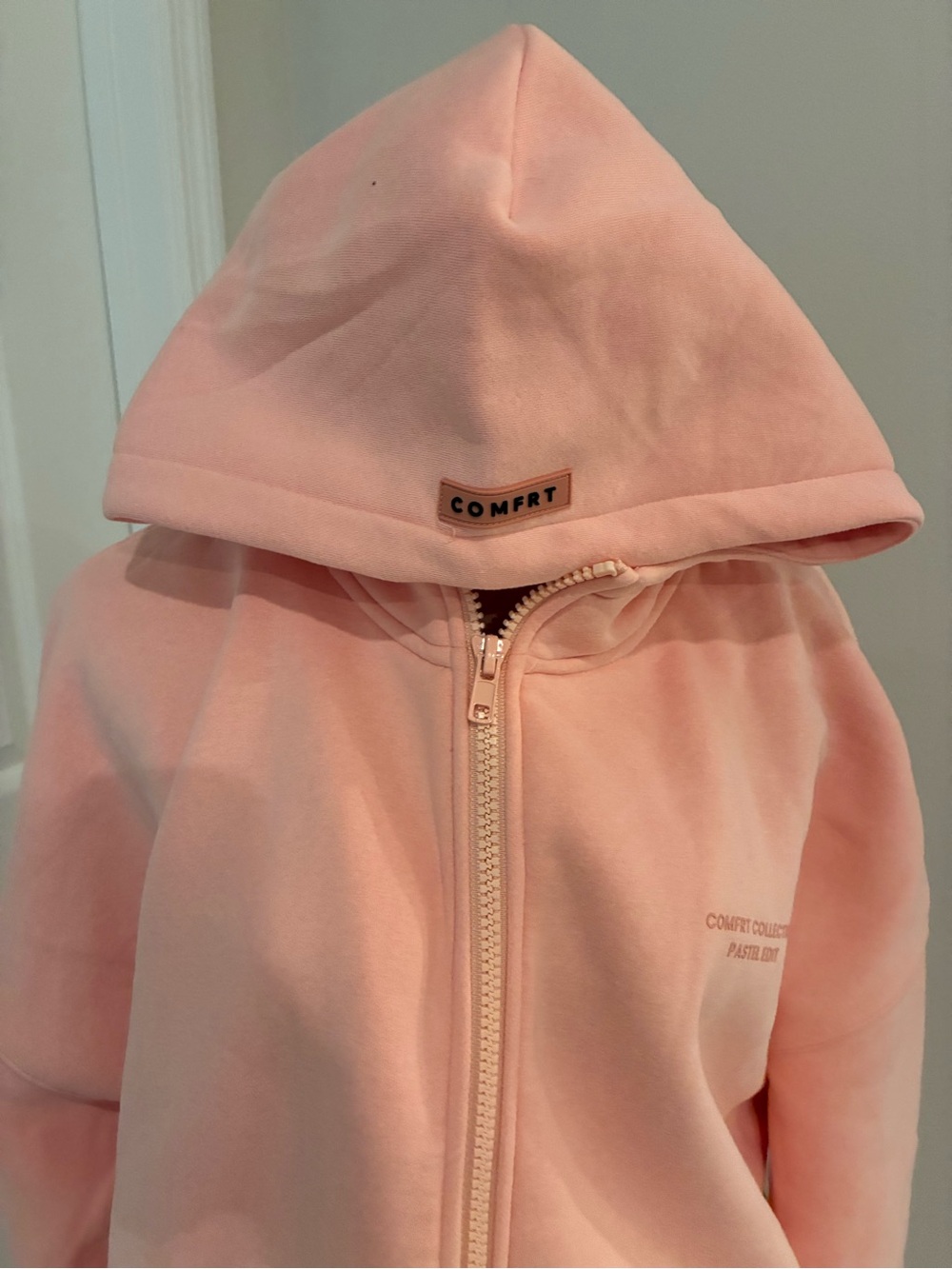 Comfrt Pastel Edit Pink Full Zip Hoodie Size Medium Oversized - Picture 4 of 7